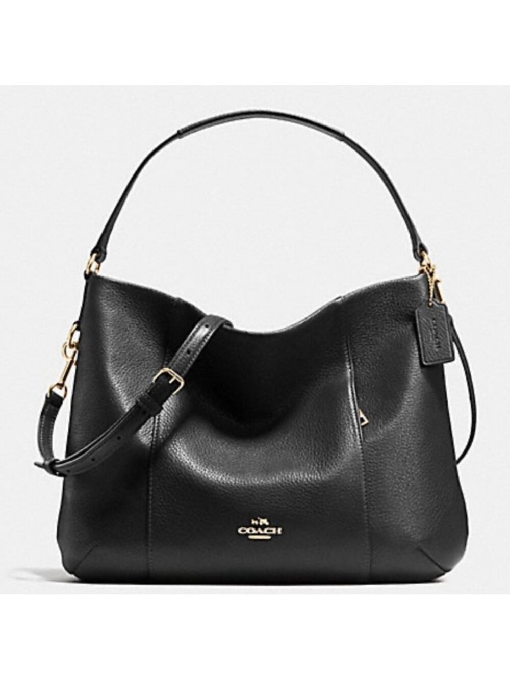 Coach Isabelle Pebble Leather Shoulder Bag Black